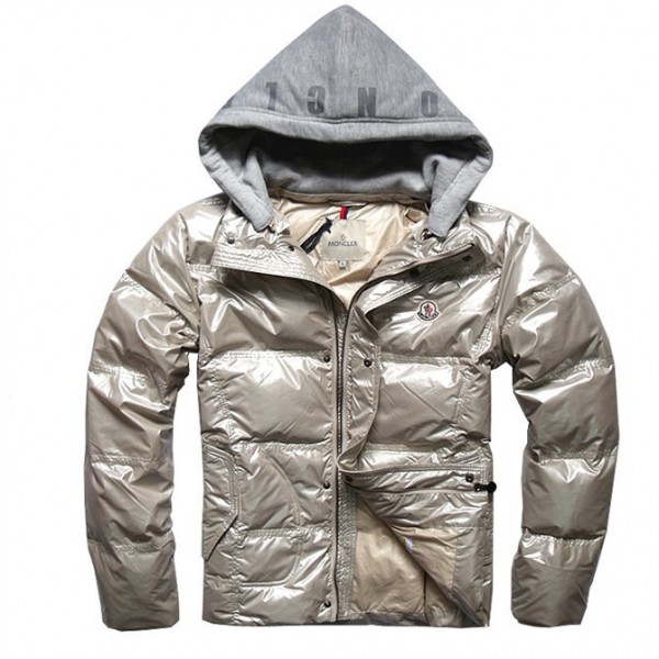 Moncler Moda Beige Mock Collar Zipper E Slash Uomo Giacche uscita